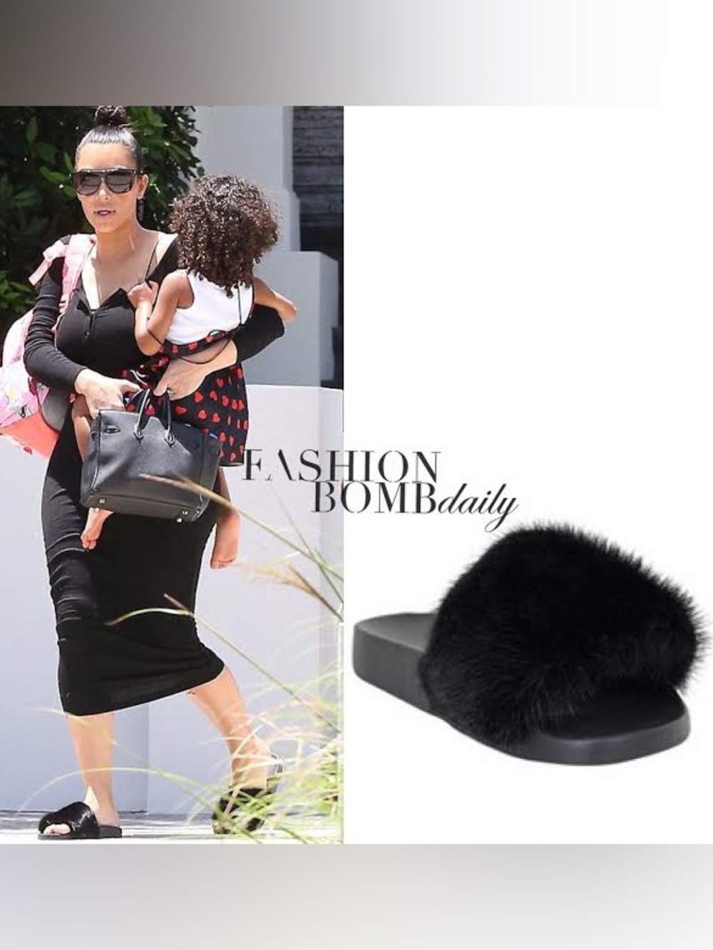 AUTHENTIC Givenchy Black Mink Fur Slide Sandals